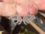 Vintage Native American Bear or Pig ? Animal Symbol Sterling Silver Zuni Southwestern Dangles Earrings