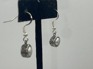 Vintage Sterling Silver 925  White Genuine Pearl Dangle Earrings