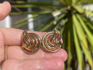 Vintage Trifari Gold Tone Clip On Earrings Swirl
