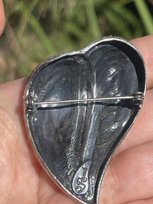 Vintage Designer Rame Leaf Brooch Silver Tone
