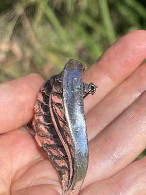 Vintage Designer Rame Leaf Brooch Silver Tone