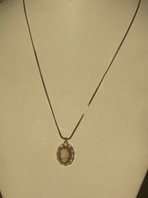 Antique Vintage Shell Cameo Pendant 12kt GF Necklace with Chain