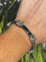 Antique Rhinestones Expansion Bracelet Silver Tone 50’s or 60’s Faux Opals Art Deco