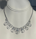 Vintage Antique Jay Flex Sterling Silver 925 Rhinestones Necklace- Choker Cocktail Holidays! 14.75 Inches