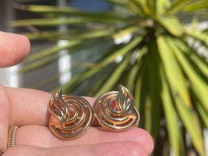 Vintage Trifari Gold Tone Clip On Earrings Swirl
