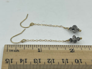 Vintage Rutilated Quartz Gemstone Earrings 14kt GF Long Dangle 14 Karat kt GF