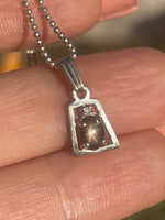 Vintage 14kt White Gold Genuine / Natural Brown - Black Star Sapphire Pendant - Charm Necklace  14 kt Karat Rare - Unique - Gorgeous