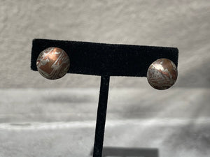 Vintage Modernist Swirl Mixed Metal 14kt Post Stud Earrings Circles Round Unusual and Unique Abstract