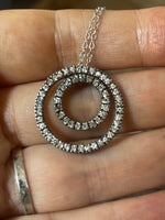 Vintage Sterling Silver 925 Cz’s Eternity Rings pendants Necklace Elegant