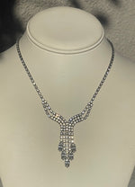 Antique Vintage Rhinestones Y Shape  Necklace Art Deco Cocktail- Costume Holiday Party 17.5 Inch