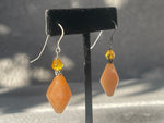 Vintage Peach Quartz Beaded Gemstone Sterling Silver 925 Ear Hooks