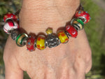Authentic Pandora Sterling Silver 925 Charm Bracelet Fully Loaded w Charms Christmas Tree Pinecone Glass 11 Beads