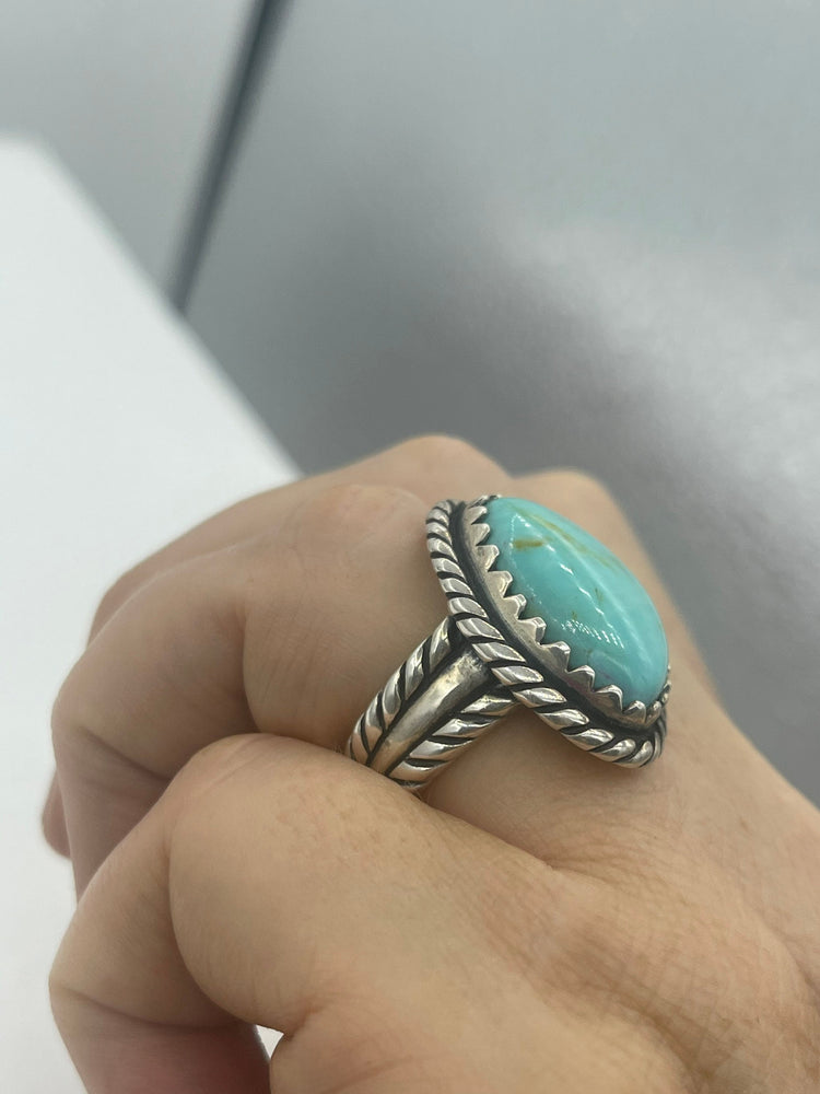 Vintage Designer Carolyn Pollack Relios Sterling Silver 925 Huge Turquoise Gemstone Native American Style Southwestern