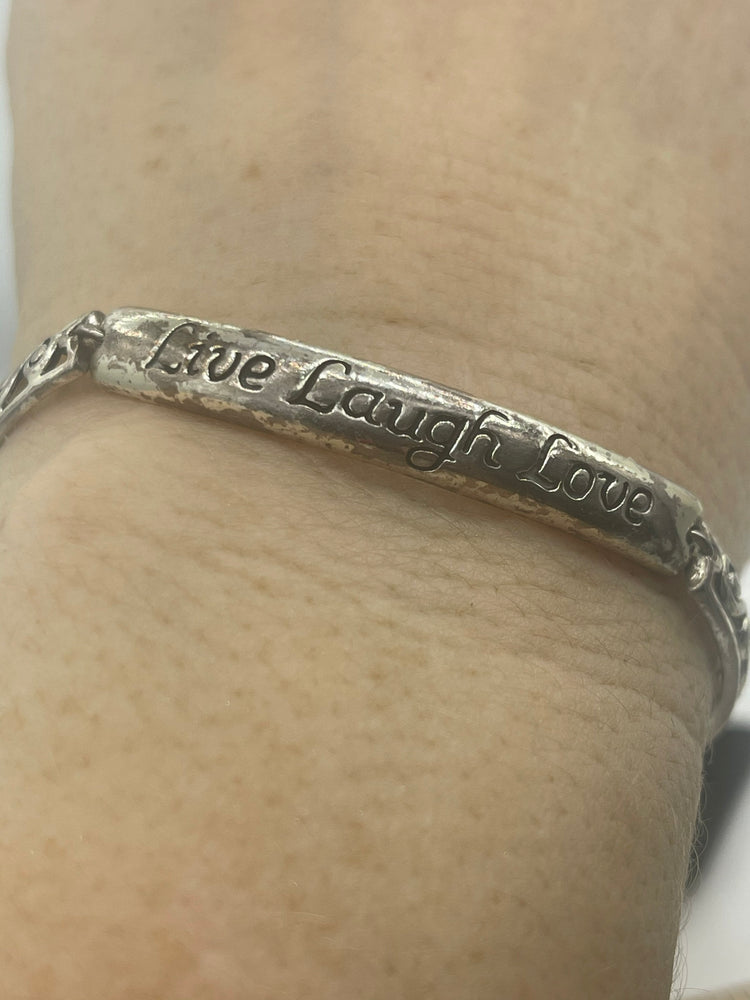 Vintage Sterling Silver Live Laugh Love Filigree Sterling Silver 925 Link Bracelet 8.25 Inches Long