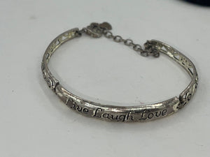 Vintage Sterling Silver Live Laugh Love Filigree Sterling Silver 925 Link Bracelet 8.25 Inches Long
