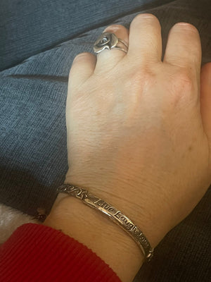 Vintage Sterling Silver Live Laugh Love Filigree Sterling Silver 925 Link Bracelet 8.25 Inches Long