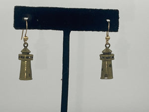 Vintage Solid Brass Lighthouse Earrings Very Cool and Unique Handmade Very Unusual