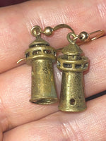 Vintage Solid Brass Lighthouse Earrings Very Cool and Unique Handmade Very Unusual