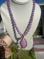 Beautiful Jay King Mines Purple phosphosiderite Stone Beaded Necklace and Pendant Embossed Copper 18-21 Inches Long DRT Southwestern
