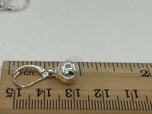 Vintage Sterling Silver 925 Latch Back Ball Bead Earrings Sphere Round Dangles Drop Designer Leach & Garner Simple Classy