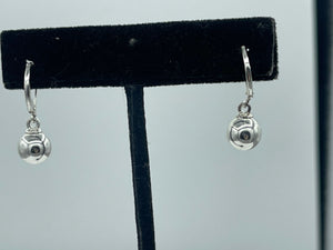 Vintage Sterling Silver 925 Latch Back Ball Bead Earrings Sphere Round Dangles Drop Designer Leach & Garner Simple Classy