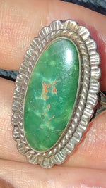 Rare!! Amazing Fred Harvey Era Vintage Rare Deep Green Turquoise Ring Native American Indian Sterling Silver Southwestern Long Big Size 7.25