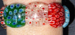 Beautiful Italian millefiori square glass beaded stretch bracelet great colors small - Med
