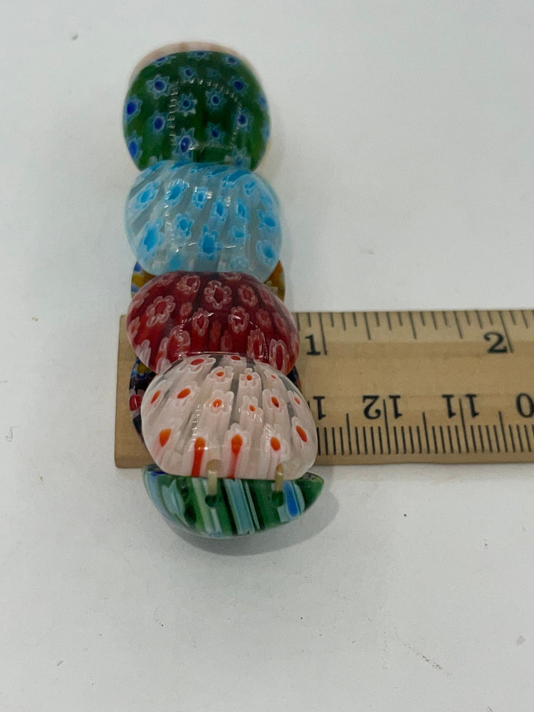 Beautiful Italian millefiori square glass beaded stretch bracelet great colors small - Med