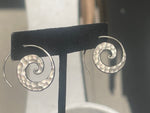 Sterling Silver Abstract  Coil - Spiral Earrings Pounded Metal Flat Circles Tribal Vintage