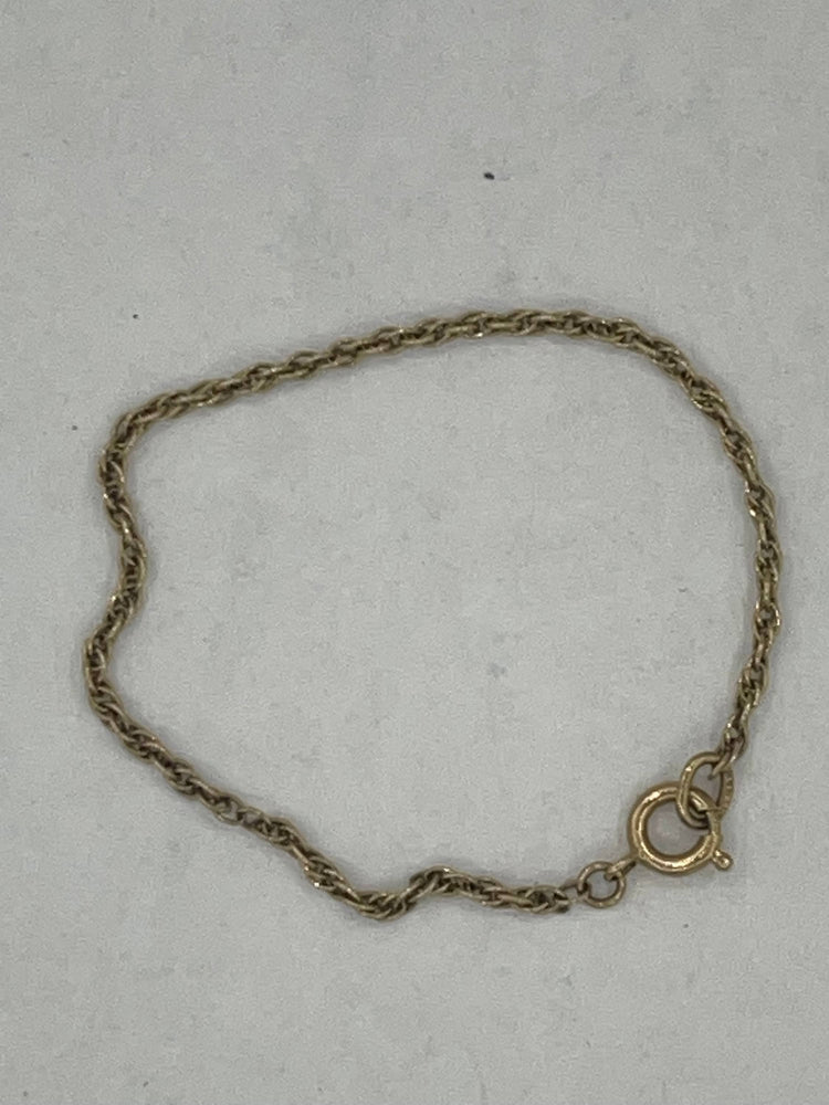 Vintage Solid 14kt Yellow Gold Rope Chain Baby Bracelet 5 Inch 14 kt