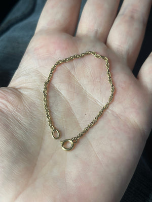 Vintage Solid 14kt Yellow Gold Rope Chain Baby Bracelet 5 Inch 14 kt
