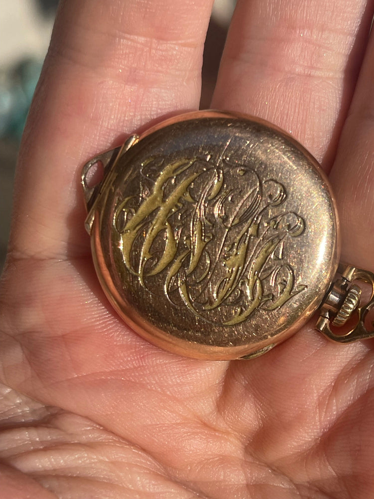 Beautiful Antique Edwardian Waltham Ladies Wrist Watch Gold Filled Case and Band 1913 Runs Progressive Era Cam and Co Stretch Band