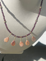Vintage Faceted Garnet & Pearl 14/20 GF Gold Filled Beaded Necklace