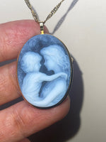 Antique- Vintage 14kt Cameo Pendant / Brooch Mother & Child Italy 14 karat Yellow Gold Necklace Gift of Love