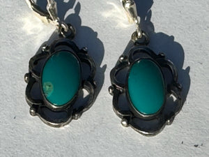 Vintage Turquoise Native American Sterling Silver drop earrings Maisels Trading Post Rare Southwestern