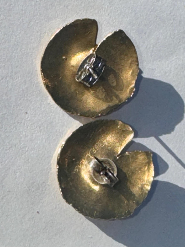 Adorable Frogs on Lilly pad stud earrings / earring jackets sterling silver- 925 gold plate signed earrings great gift for frog collectors