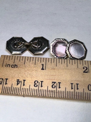 Antique Art Deco Cufflinks 14kt white gold & MOP - Shell Gorgeous set Belais Mens or Women’s Great Gift