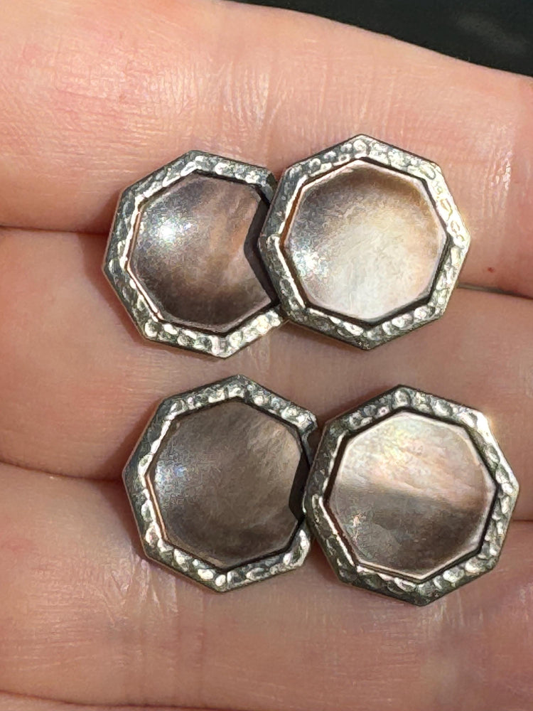 Antique Art Deco Cufflinks 14kt white gold & MOP - Shell Gorgeous set Belais Mens or Women’s Great Gift