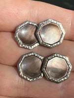 Antique Art Deco Cufflinks 14kt white gold & MOP - Shell Gorgeous set Belais Mens or Women’s Great Gift