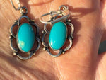 Vintage Turquoise Native American Sterling Silver drop earrings Maisels Trading Post Rare Southwestern
