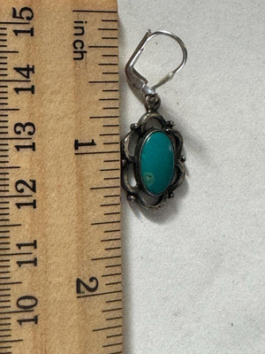 Vintage Turquoise Native American Sterling Silver drop earrings Maisels Trading Post Rare Southwestern