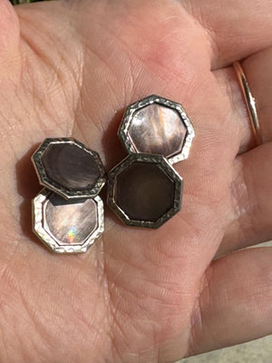 Antique Art Deco Cufflinks 14kt white gold & MOP - Shell Gorgeous set Belais Mens or Women’s Great Gift