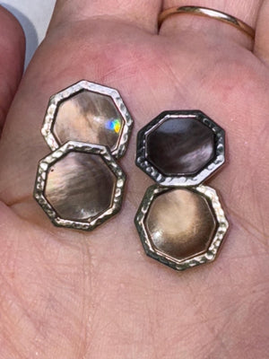 Antique Art Deco Cufflinks 14kt white gold & MOP - Shell Gorgeous set Belais Mens or Women’s Great Gift