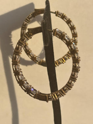 CZ Hoop Earrings: Large Gold Vermeil 925 Sterling Silver