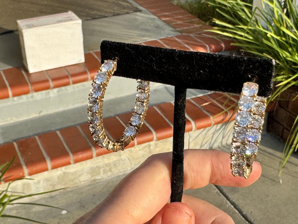 CZ Hoop Earrings: Large Gold Vermeil 925 Sterling Silver