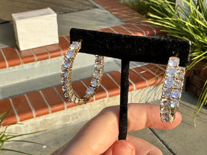 CZ Hoop Earrings: Large Gold Vermeil 925 Sterling Silver