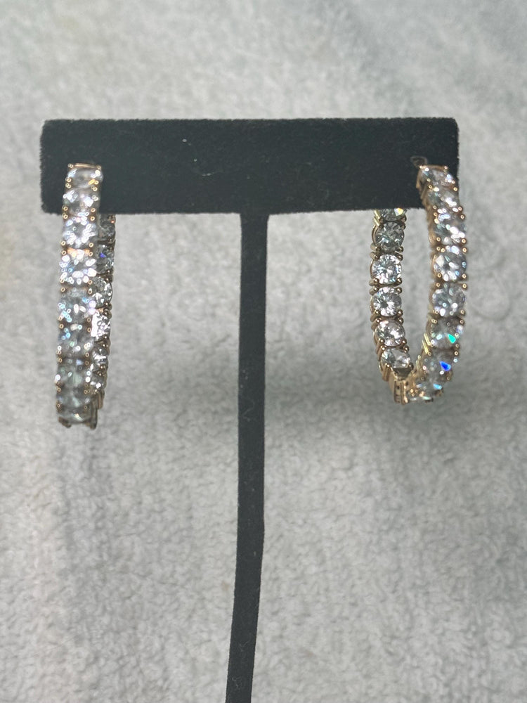 CZ Hoop Earrings: Large Gold Vermeil 925 Sterling Silver