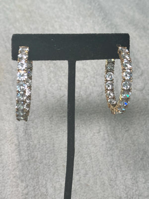CZ Hoop Earrings: Large Gold Vermeil 925 Sterling Silver