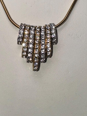 Vintage Swarovski Stackable Crystal Bar Necklace – Swan Logo – Gold & Silver Tone Snake Chain Stunning and Rare Piece Fully Signed