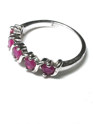 Sterling Silver Ruby Wave Band Ring – Size 5.75 925